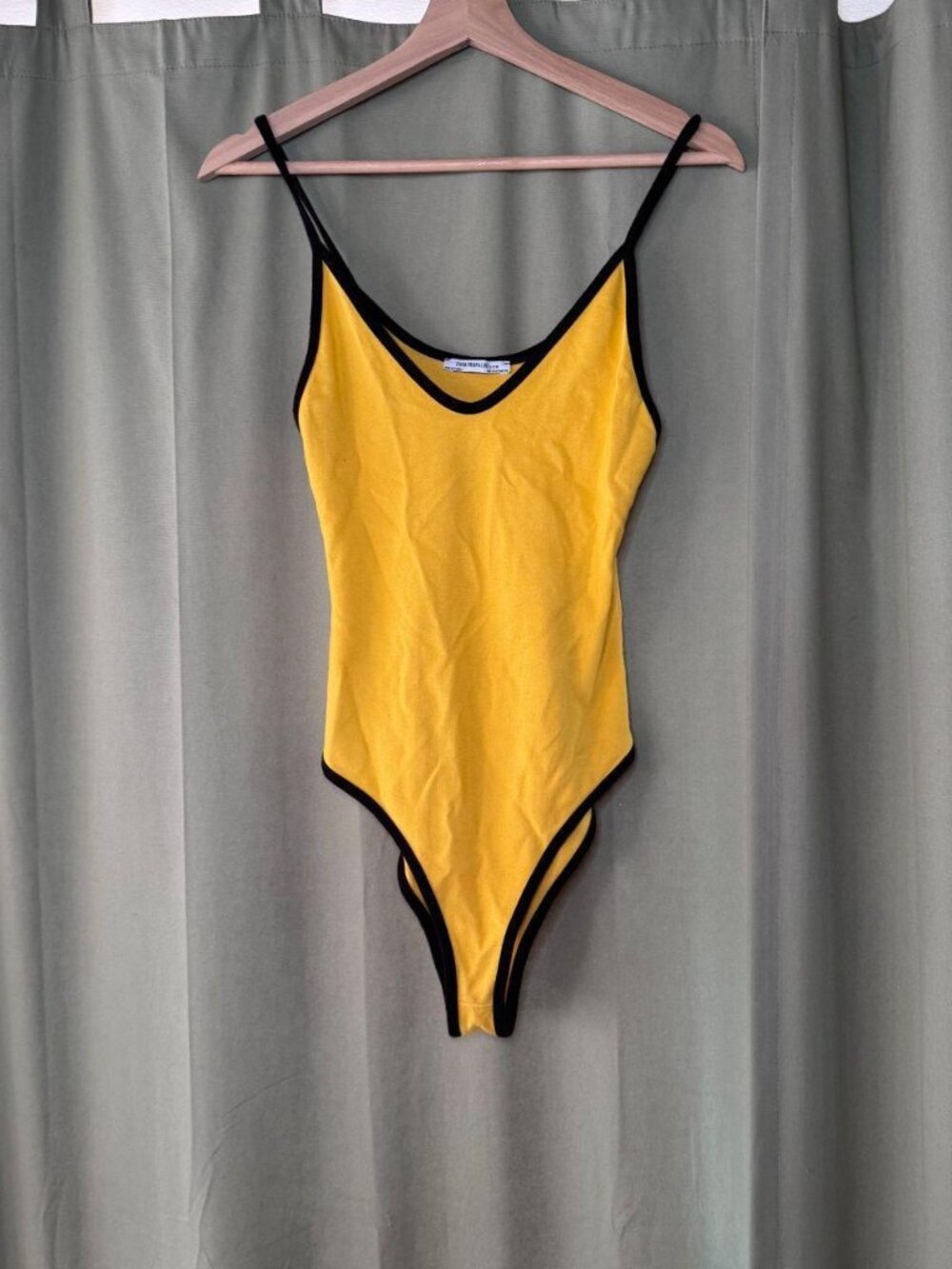 Zara Trafaluc Yellow Bodysuit Black Trim Size S